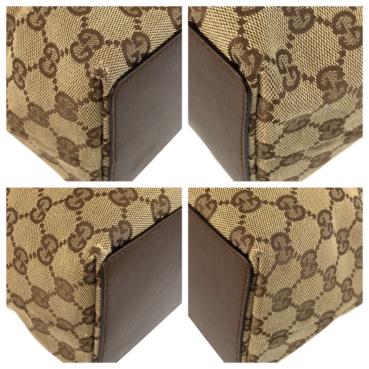 GUCCI Tote Bag 31243 GG canvas, leather Beige brown Tote Bag Shoulder Bag Women Used Authentic