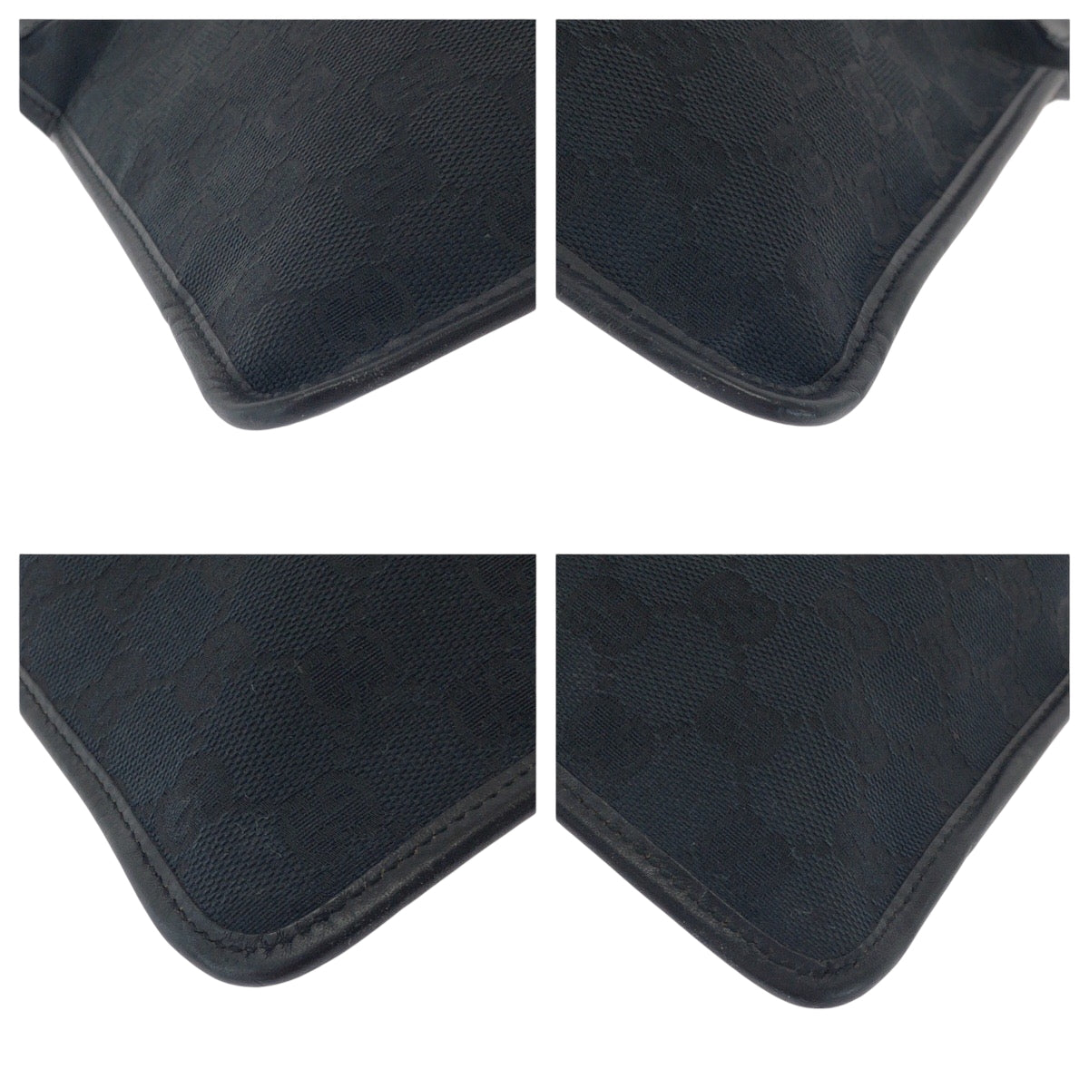 GUCCI Shoulder Bag 019 0348 GG canvas Black SilverMetal Shoulder Bag pochette Women Used Authentic