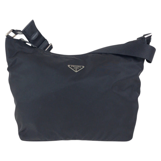 PRADA Shoulder Bag Nylon, Leather Black SilverMetal Shoulder Bag Messenger bag Test Triangle With logo Women Used Authentic