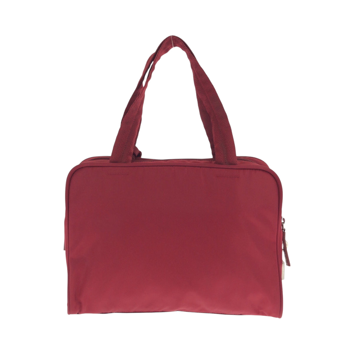 PRADA Tote Bag B8495 Nylon Red Silver Metal Tote Bag handbag Test Triangle With logo Women Used Authentic