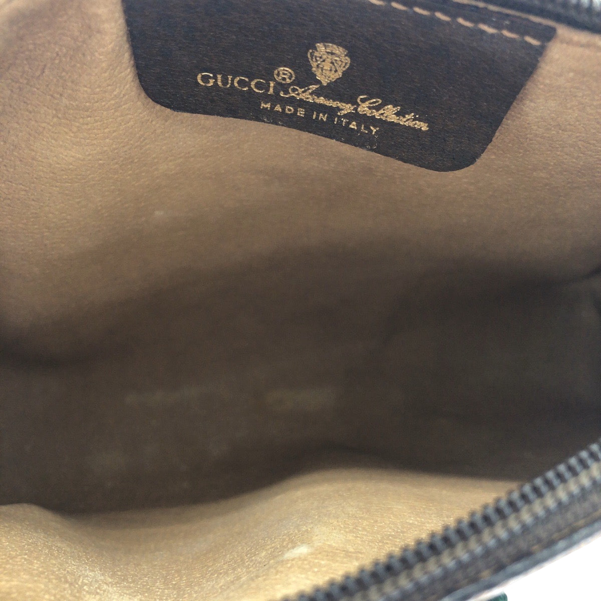 GUCCI Shoulder Bag 89 02 018 GG Supreme Canvas Beige Brown Gold Metal Shoulder Bag pochette Old Gucci Shelly Line Women Used Authentic