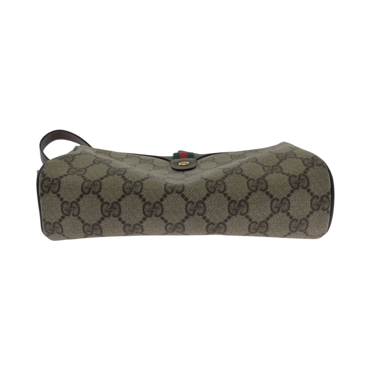 GUCCI Shoulder Bag 89 02 018 GG Supreme Canvas Beige Brown Gold Metal Shoulder Bag pochette Old Gucci Shelly Line Women Used Authentic