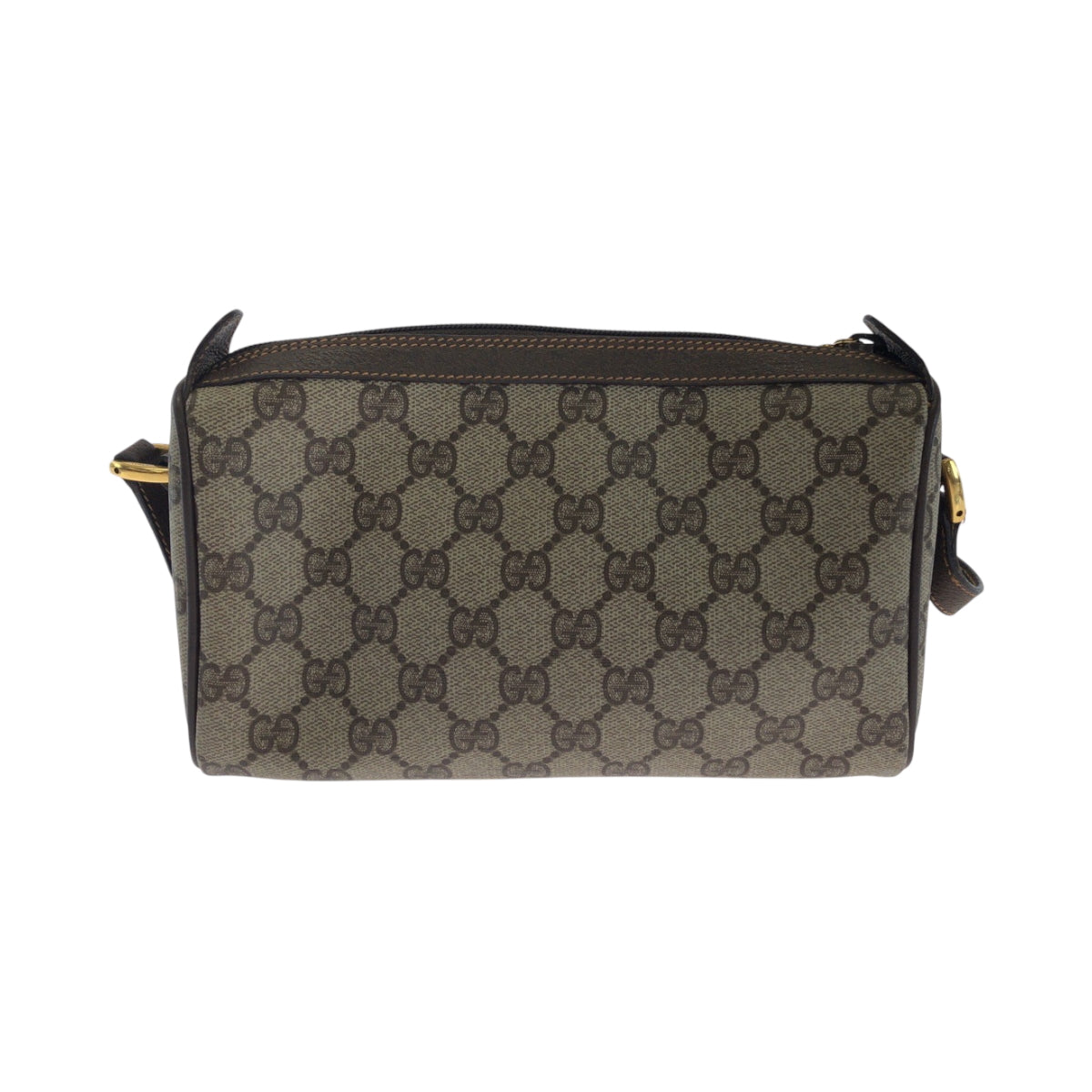GUCCI Shoulder Bag 89 02 018 GG Supreme Canvas Beige Brown Gold Metal Shoulder Bag pochette Old Gucci Shelly Line Women Used Authentic