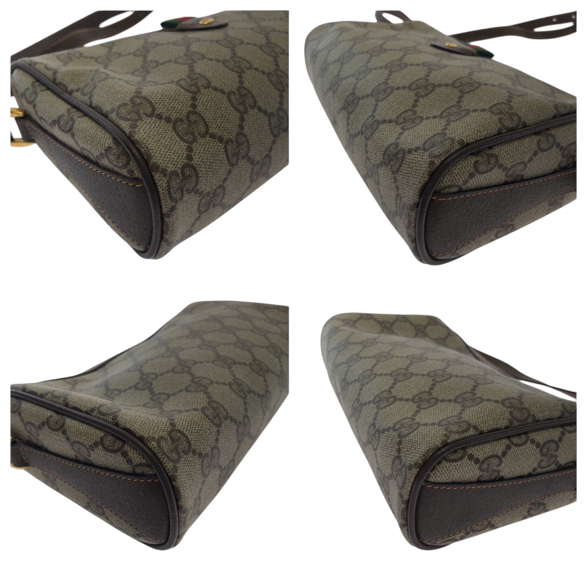 GUCCI Shoulder Bag 89 02 018 GG Supreme Canvas Beige Brown Gold Metal Shoulder Bag pochette Old Gucci Shelly Line Women Used Authentic