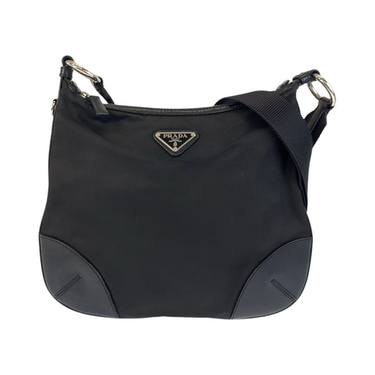 PRADA Shoulder Bag Nylon Black SilverMetal Test Triangle With logo