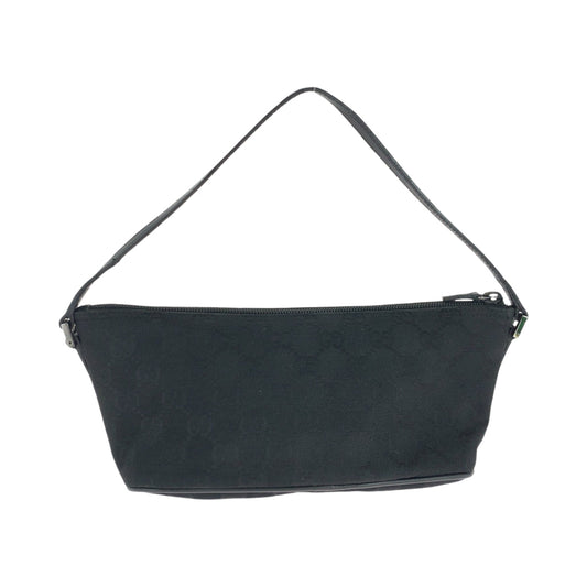 GUCCI Handbag 07198 GG canvas Black SilverMetal Handbag accessory pouch Women Used Authentic