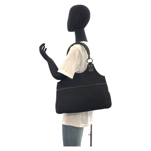 GUCCI Shoulder Bag 132260 GG canvas, leather Black SilverMetal Shoulder Bag Tote Bag Women Used Authentic