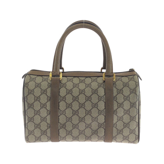 GUCCI Handbag 39.02.006 GG Supreme canvas, leather Beige Brown Gold Metal Handbag Boston Duffel bag Sherry Line Old Gucci Women Used Authentic