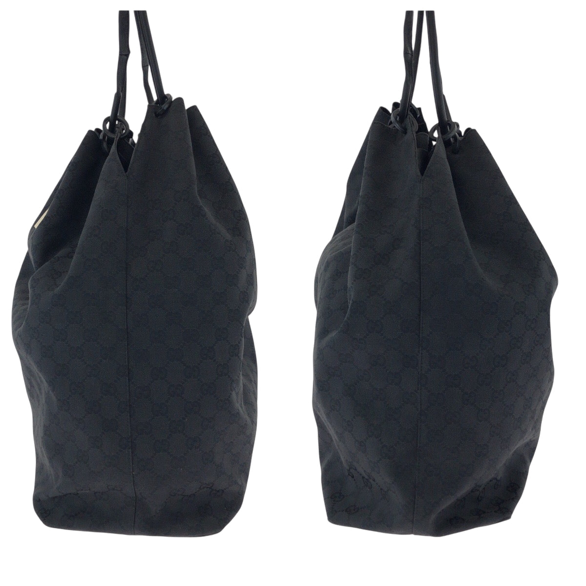 GUCCI Shoulder Bag 91379 GG canvas Black Black Metal Drawstring Shoulder Bag Women Used Authentic