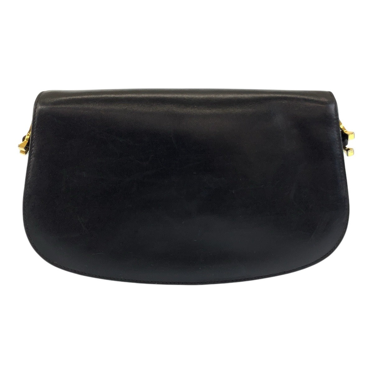 GUCCI Shoulder Bag leather Black GoldMetal Shoulder Bag pochette Horsebit Women Used Authentic