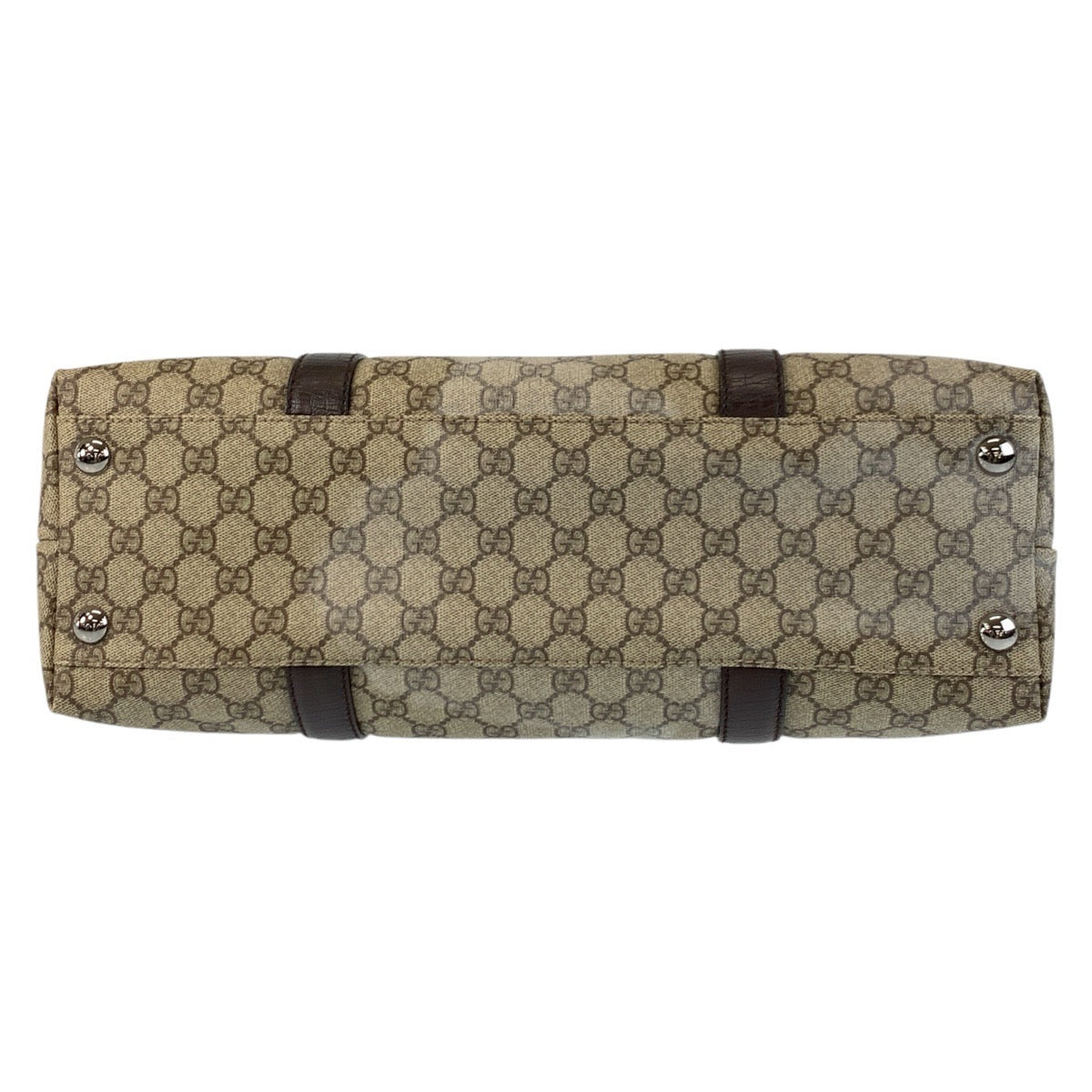 GUCCI Tote Bag 114288 GG Supreme canvas, leather Beige brown Tote Bag Shoulder Bag Women Used Authentic