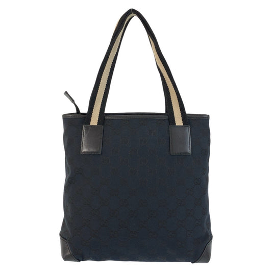 GUCCI Tote Bag 019 0402 GG canvas, leather Black black Tote Bag Shoulder Bag Sherry line Women Used Authentic