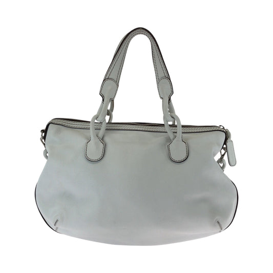 LOEWE Shoulder Bag leather White SilverMetal Shoulder Bag Tote Bag Handbag 2way fiesta Women Used Authentic