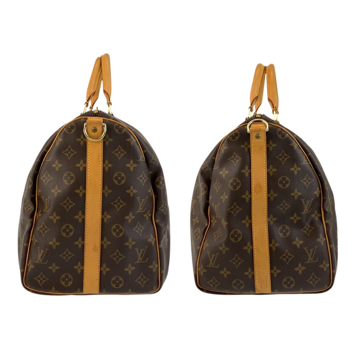 LOUIS VUITTON Boston Duffel bag M41426 PVC, Leather Brown Gold Metal Boston Duffel bag Shoulder Bag 2way Monogram Keepall 50 bandouliere mens Used Authentic