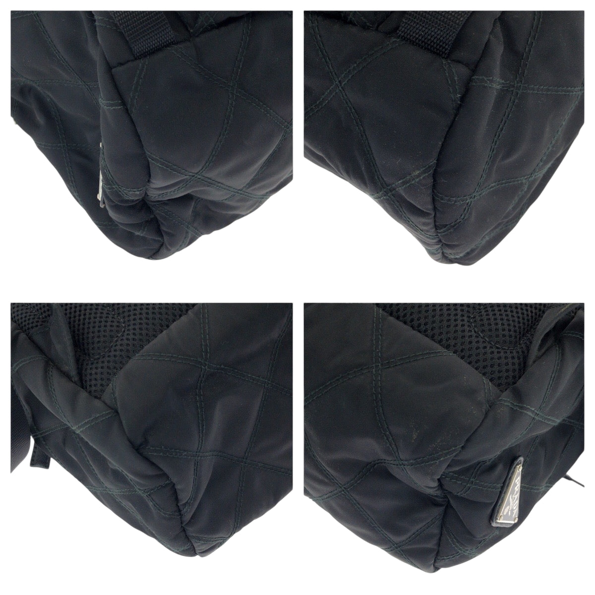 PRADA Backpack 2VZ135 Nylon Black SilverMetal Backpack Backpack Test suit quilting Triangle With logo mens(Unisex) Used Authentic