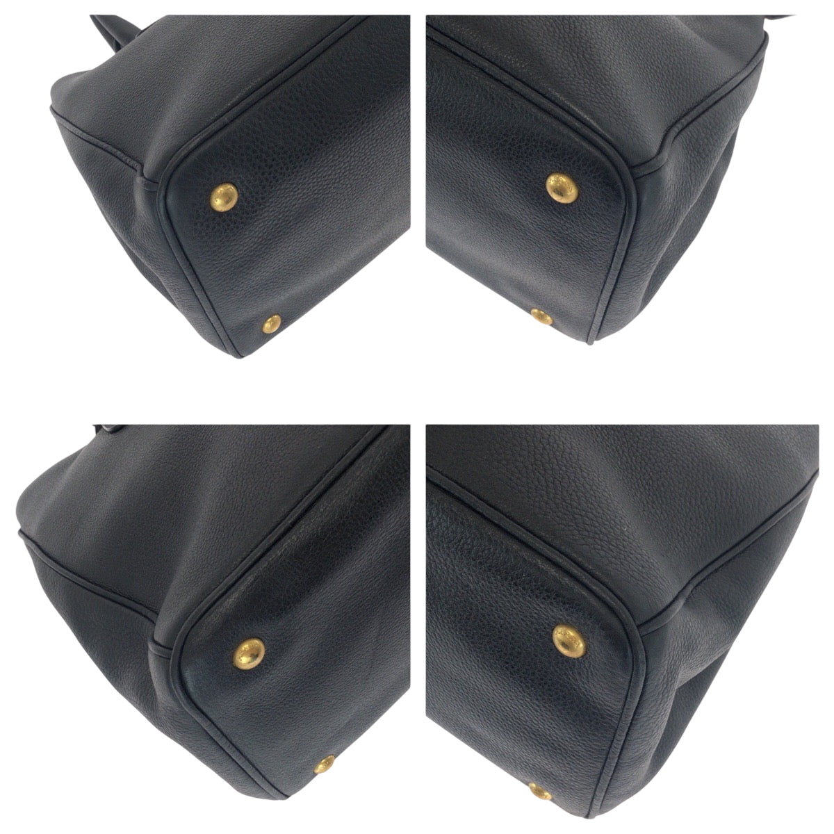 PRADA Tote Bag BN2579 leather Black GoldMetal Tote Bag Handbag Shoulder Bag Vitterodino Triangle With logo Women Used Authentic