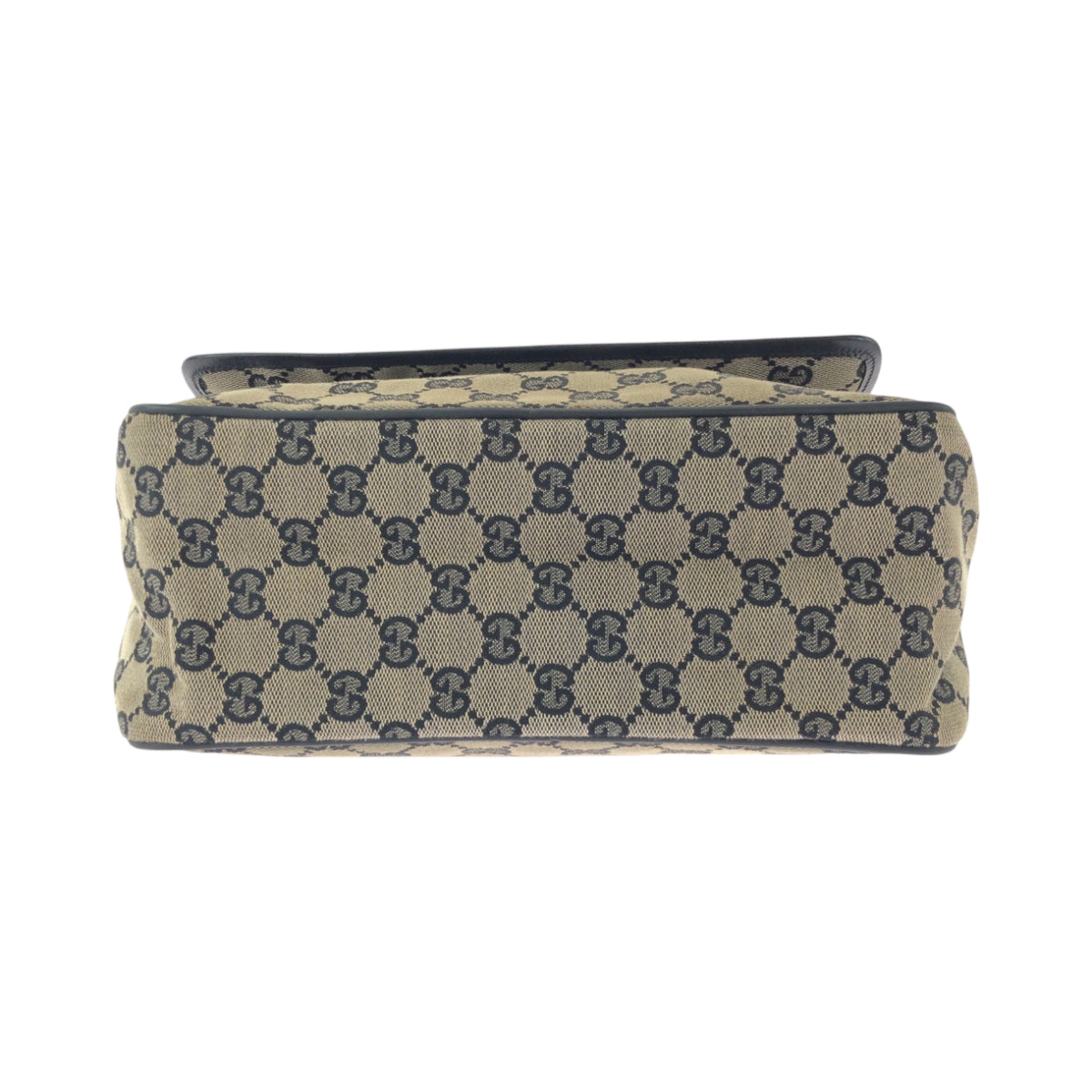 GUCCI Shoulder Bag 019 0375 GG canvas Beige Black Gold Metal Shoulder Bag Messenger bag Women Used Authentic