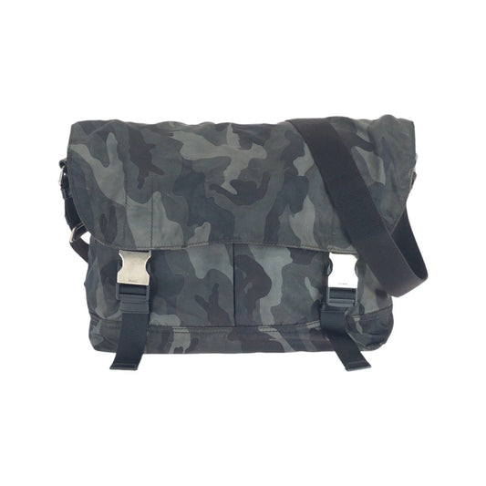 PRADA Shoulder Bag Nylon, Leather khaki black black Shoulder Bag Messenger bag Test Triangle With logo mens Used Authentic