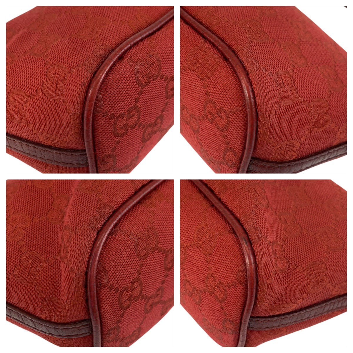 GUCCI Handbag 07198 GG canvas Red Silver Metal