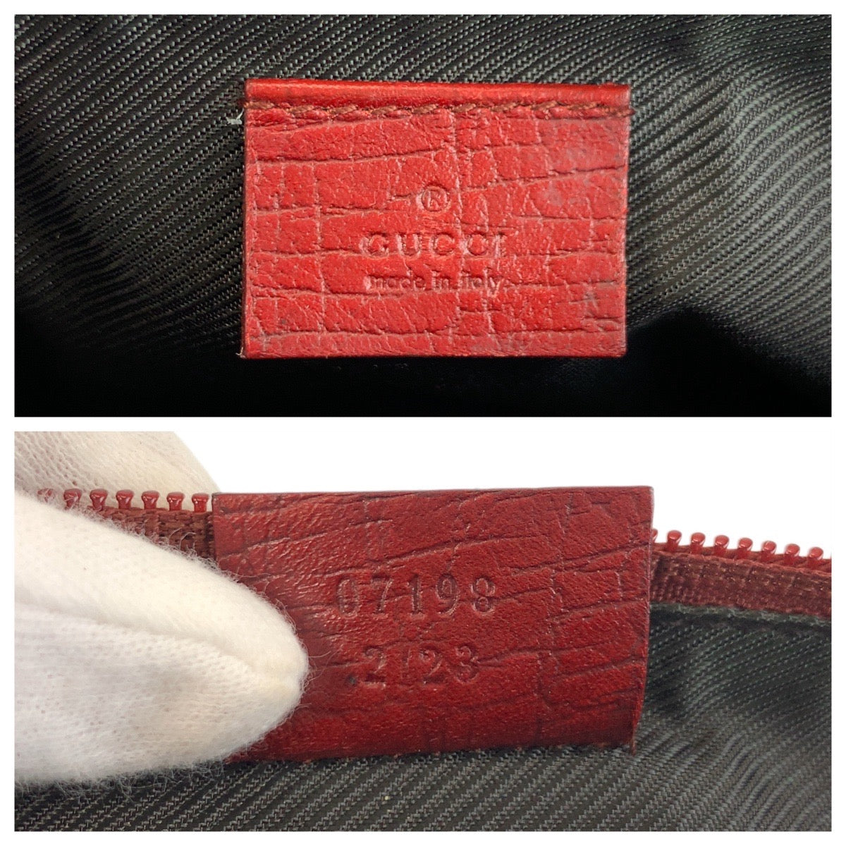 GUCCI Handbag 07198 GG canvas Red Silver Metal
