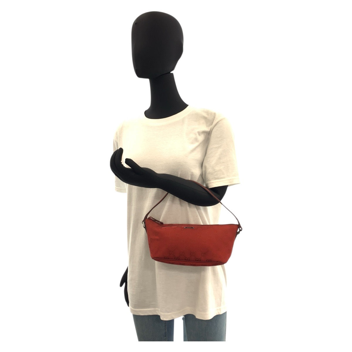 GUCCI Handbag 07198 GG canvas Red Silver Metal