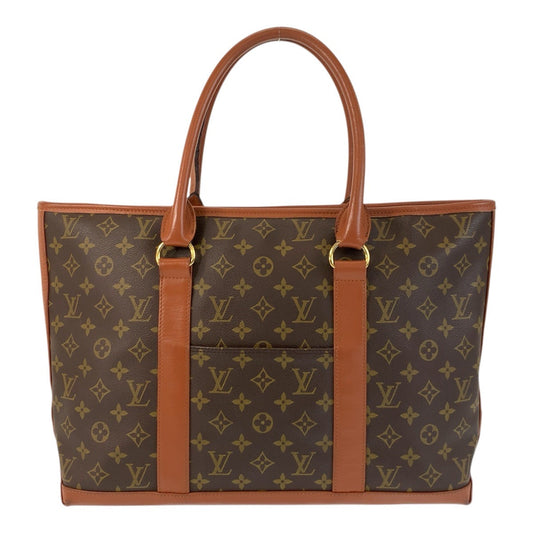 LOUIS VUITTON Tote Bag M42425 PVC, Leather Brown Gold Metal Tote Bag Shoulder Bag Monogram Weekend PM mens Used Authentic