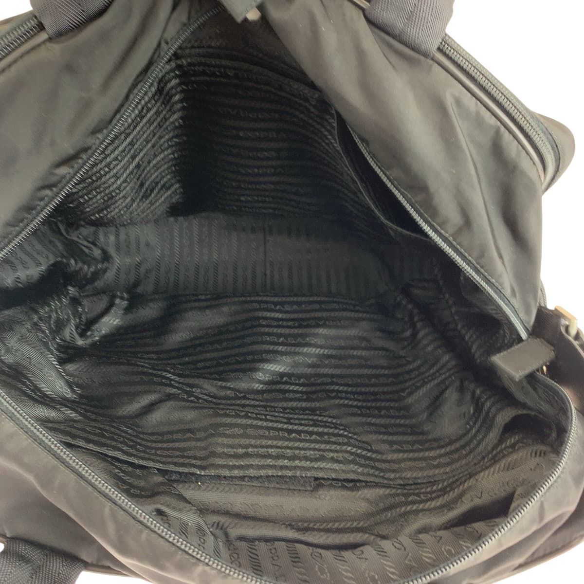 PRADA Business bag V453S Nylon Black SilverMetal Business Bag Shoulder Bag 2way Test Triangle With logo mens Used Authentic
