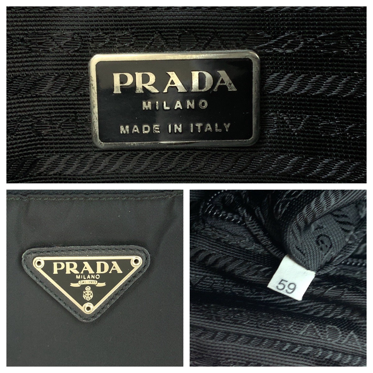 PRADA Business bag V453S Nylon Black SilverMetal Business Bag Shoulder Bag 2way Test Triangle With logo mens Used Authentic