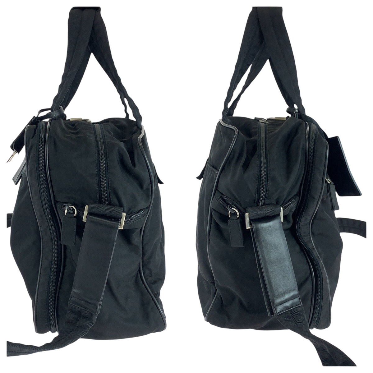 PRADA Business bag V453S Nylon Black SilverMetal Business Bag Shoulder Bag 2way Test Triangle With logo mens Used Authentic