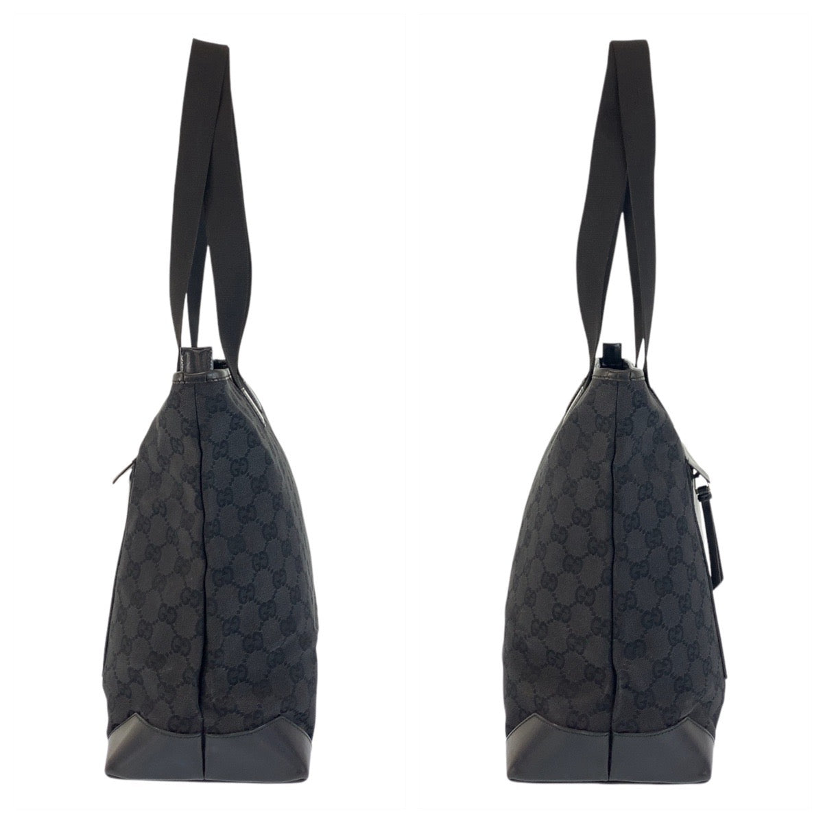 GUCCI Tote Bag 34339 GG canvas, leather Black SilverMetal Tote Bag Shoulder Bag Women Used Authentic