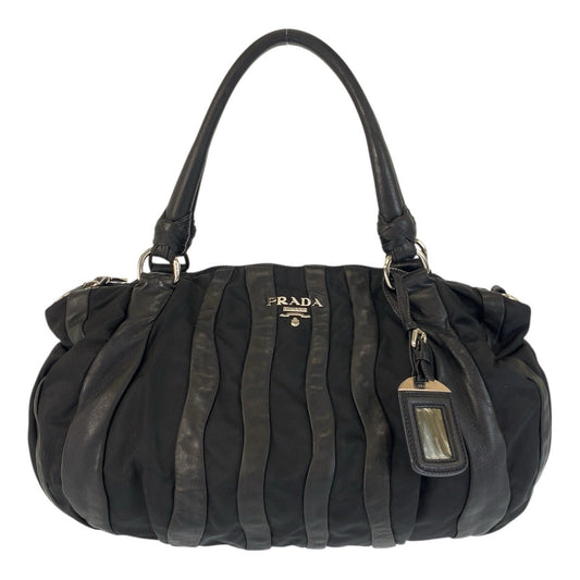 PRADA Shoulder Bag Nylon, Leather Black SilverMetal crimson Women Used Authentic