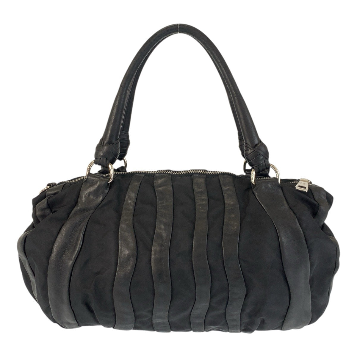 PRADA Shoulder Bag Nylon, Leather Black SilverMetal crimson Women Used Authentic