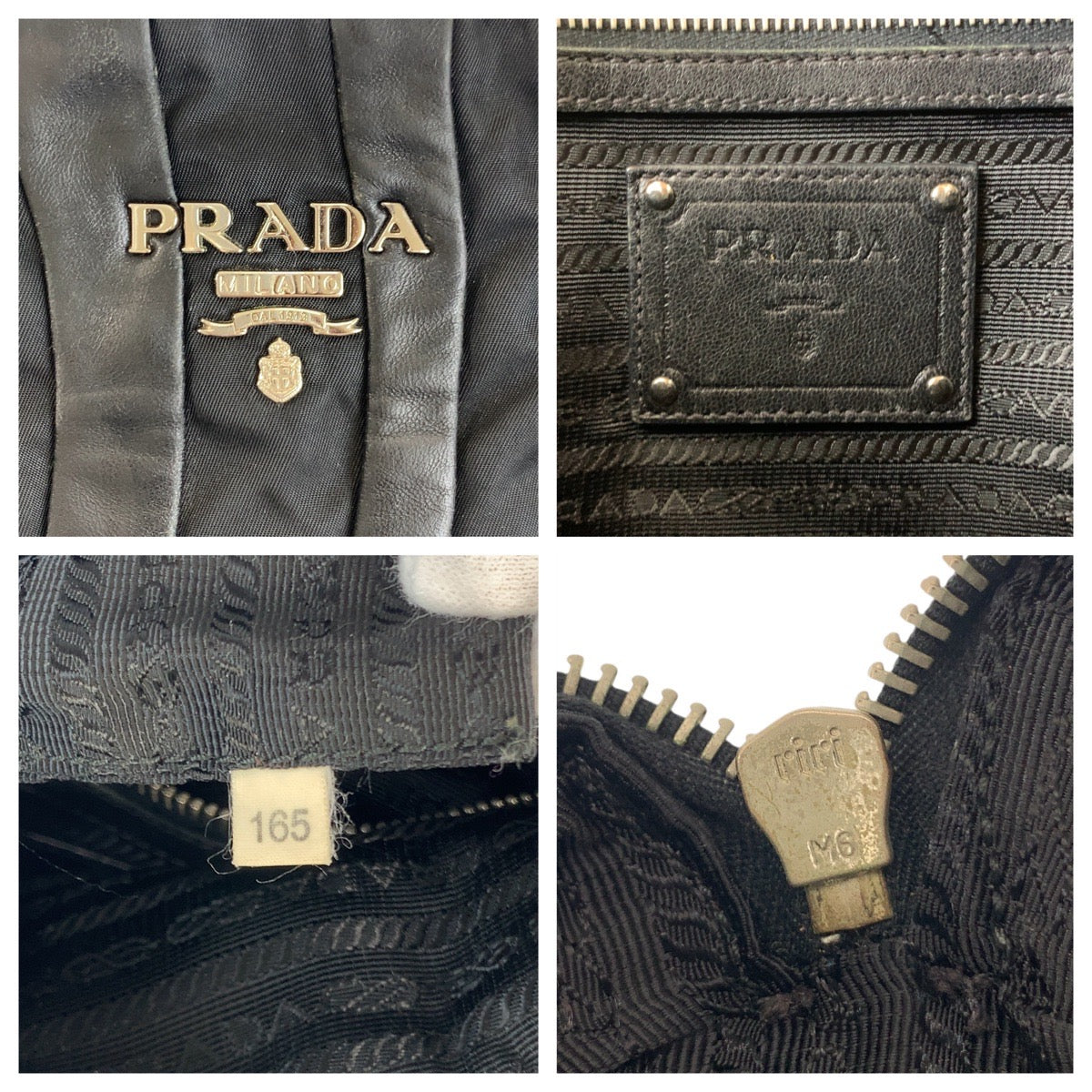 PRADA Shoulder Bag Nylon, Leather Black SilverMetal crimson Women Used Authentic