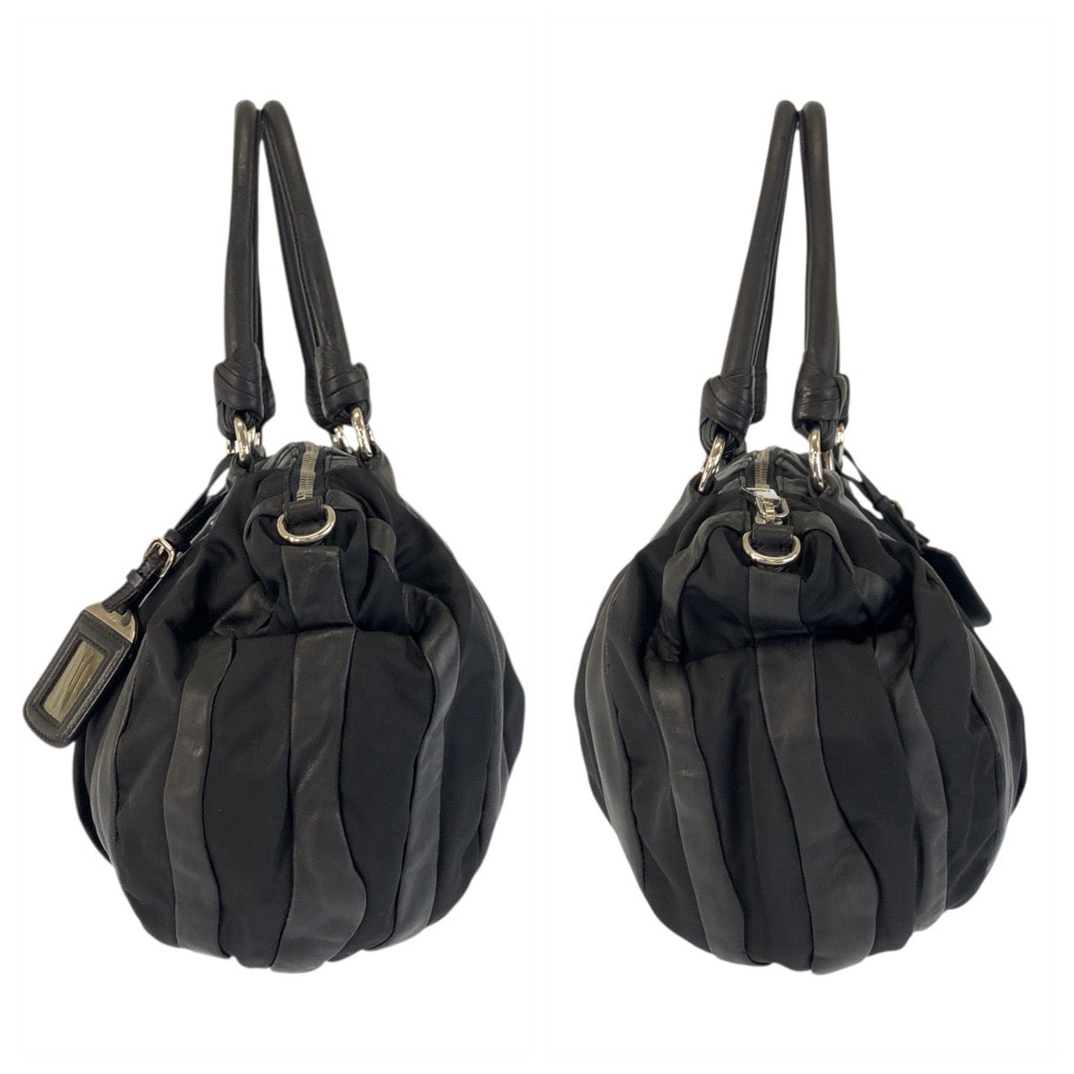 PRADA Shoulder Bag Nylon, Leather Black SilverMetal crimson Women Used Authentic