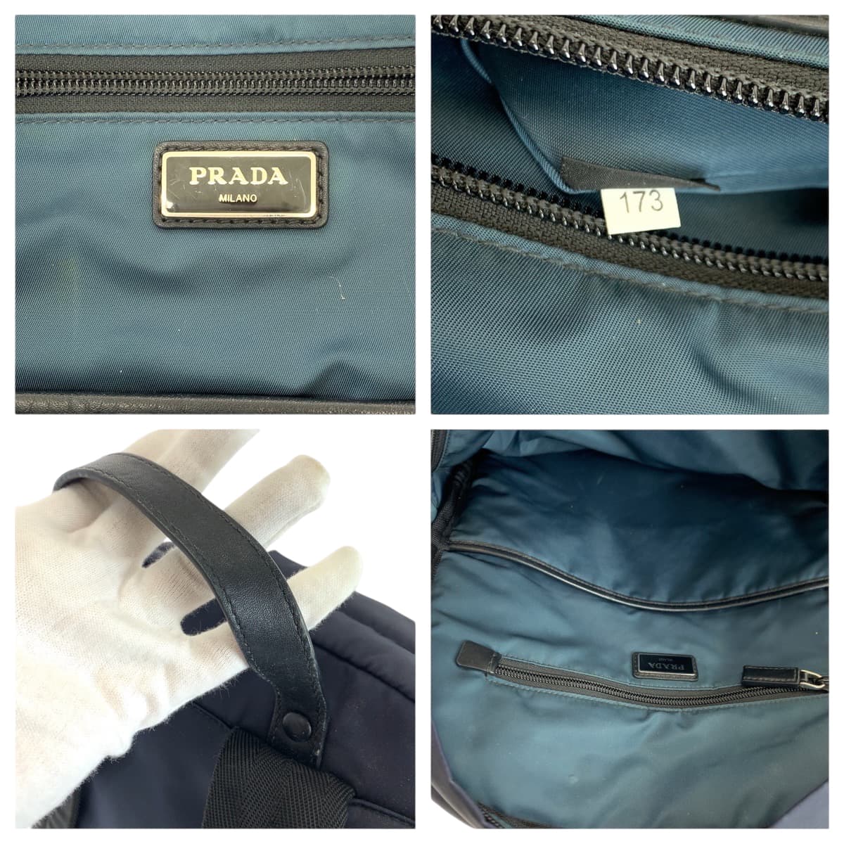 PRADA Backpack Nylon Navy SilverMetal Backpack Backpack Test mens Used Authentic