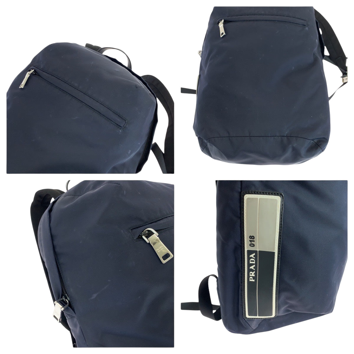 PRADA Backpack Nylon Navy SilverMetal Backpack Backpack Test mens Used Authentic