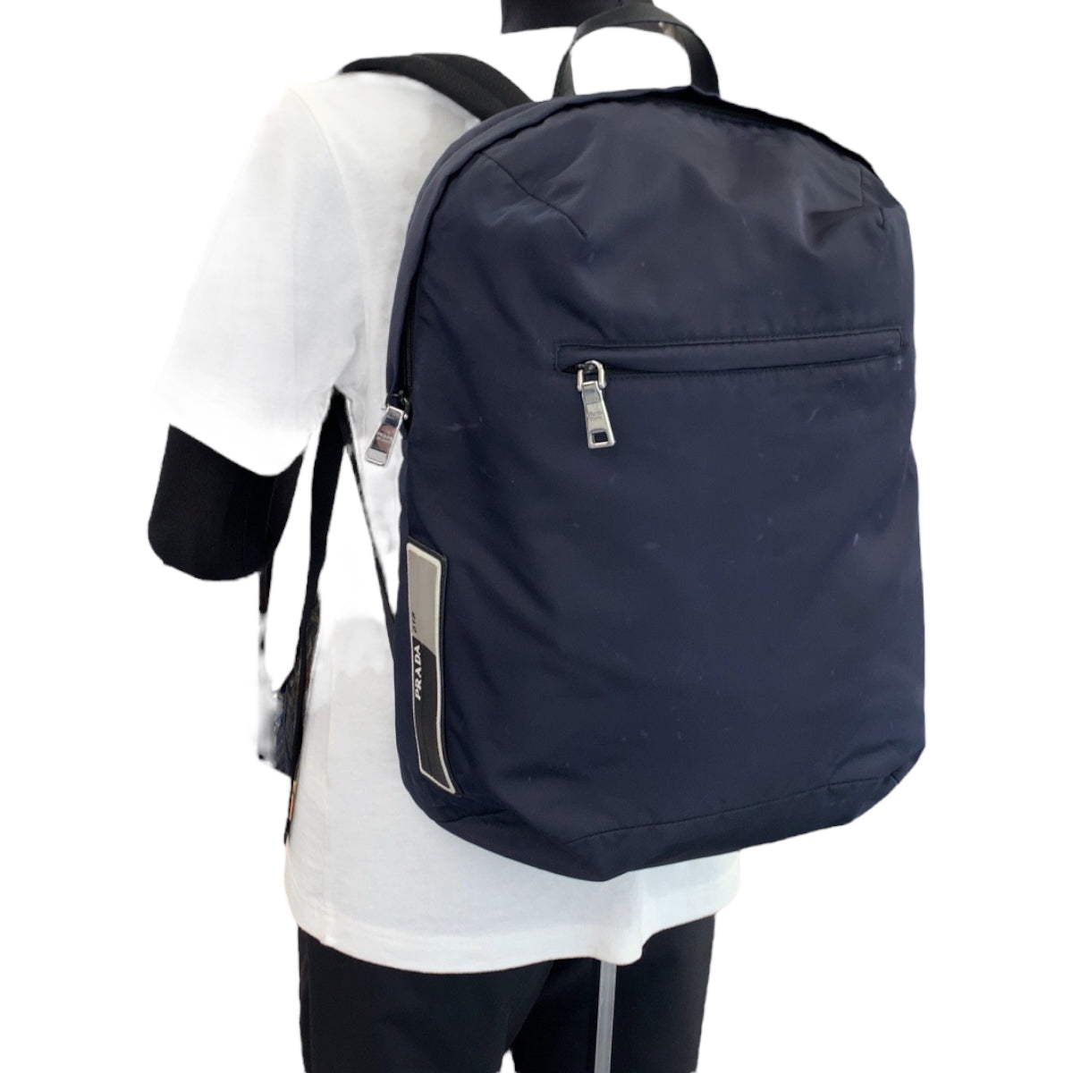 PRADA Backpack Nylon Navy SilverMetal Backpack Backpack Test mens Used Authentic