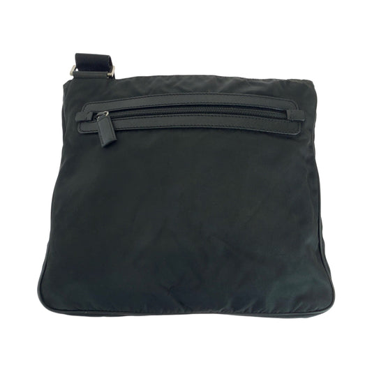 PRADA Shoulder Bag Nylon Black SilverMetal Shoulder Bag pochette Test Triangle With logo Women Used Authentic