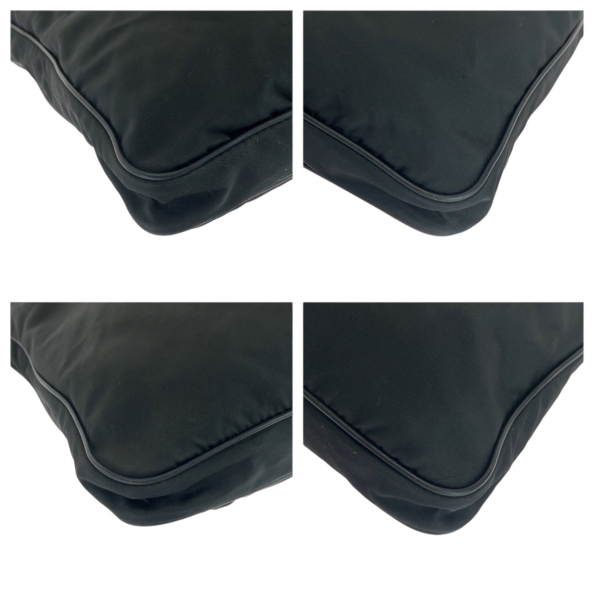 PRADA Shoulder Bag Nylon Black SilverMetal Shoulder Bag pochette Test Triangle With logo Women Used Authentic