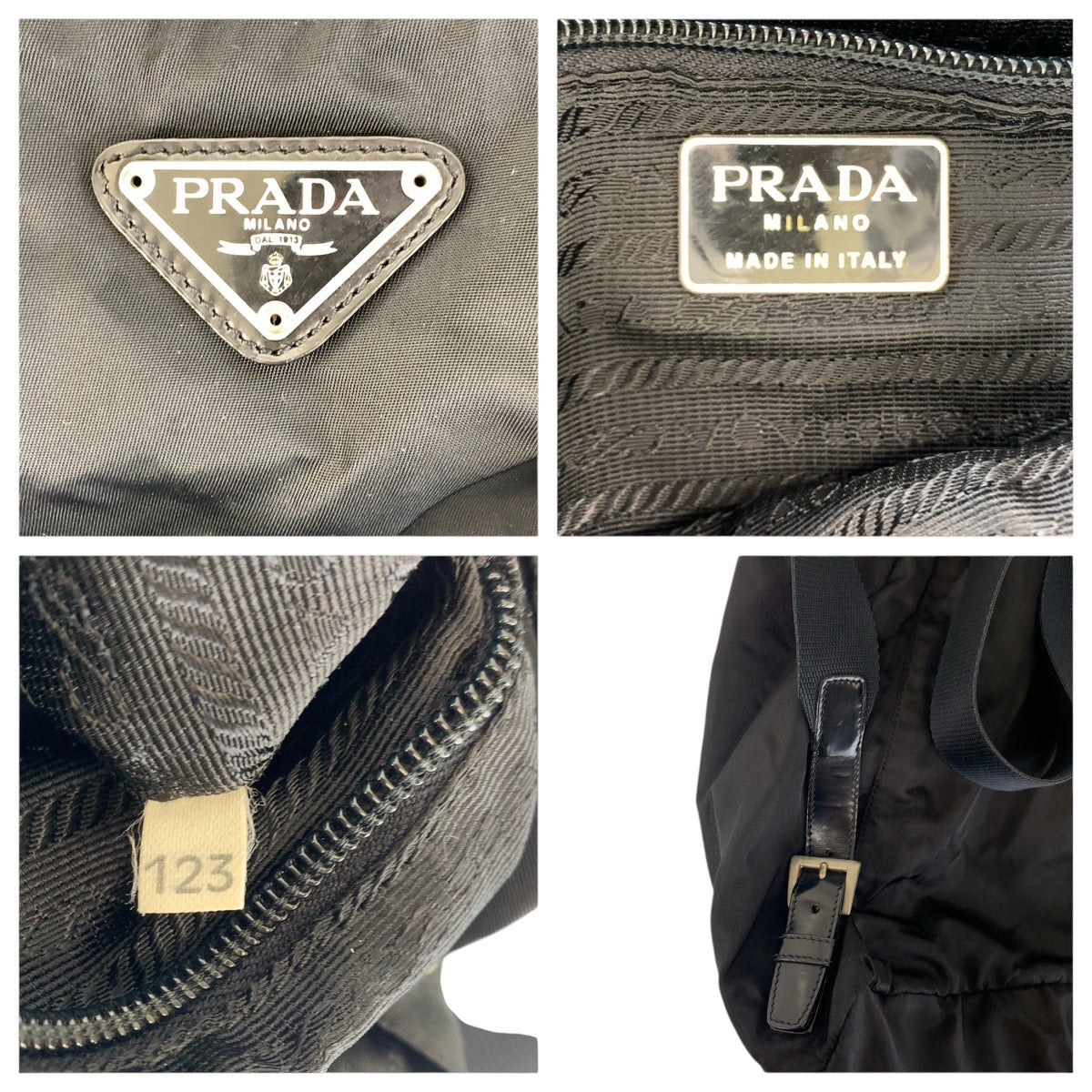 PRADA Backpack Nylon, Leather Black SilverMetal Backpacks & Daypacks Backpacks Test Triangle With logo Women Used Authentic