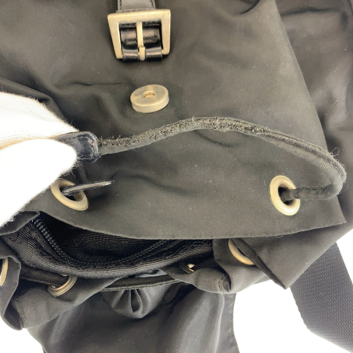 PRADA Backpack Nylon, Leather Black SilverMetal Backpacks & Daypacks Backpacks Test Triangle With logo Women Used Authentic