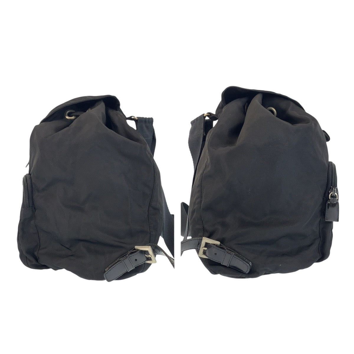 PRADA Backpack Nylon, Leather Black SilverMetal Backpacks & Daypacks Backpacks Test Triangle With logo Women Used Authentic
