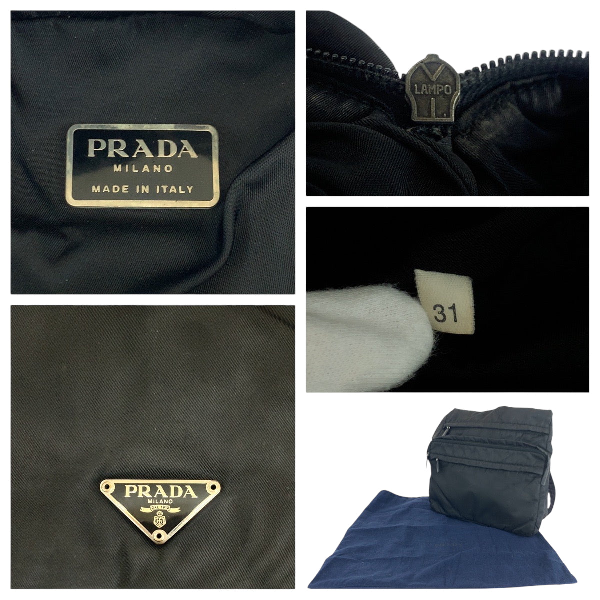 PRADA Shoulder Bag Nylon Black SilverMetal Shoulder Bag Messenger bag Test Triangle With logo mens Used Authentic