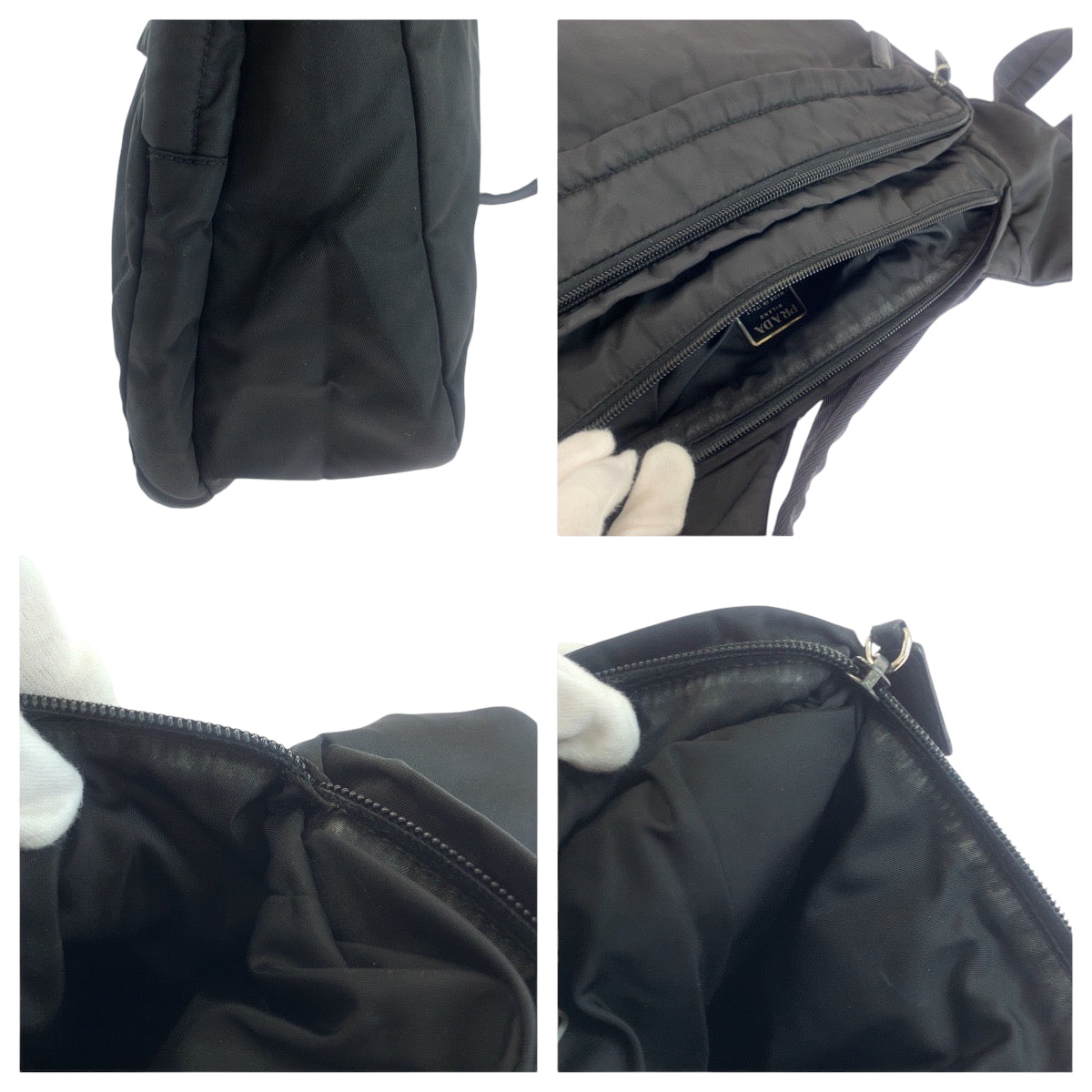 PRADA Shoulder Bag Nylon Black SilverMetal Shoulder Bag Messenger bag Test Triangle With logo mens Used Authentic