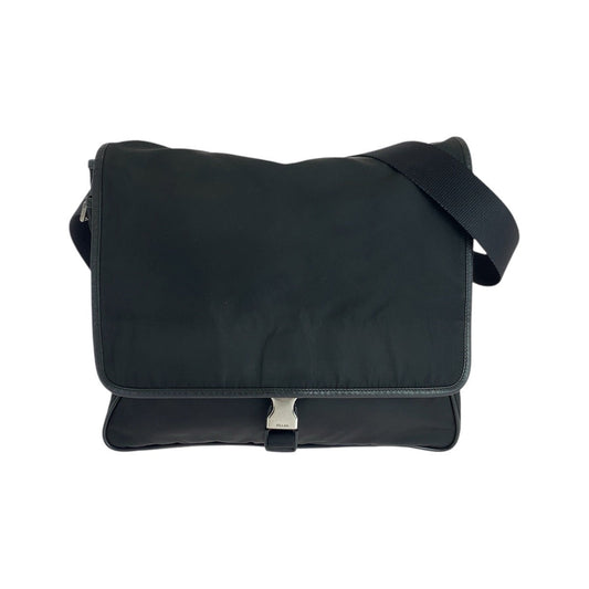 PRADA Shoulder Bag Nylon, Leather Black SilverMetal Shoulder Bag Messenger bag Test Triangle With logo mens Used Authentic