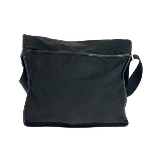 PRADA Shoulder Bag Nylon, Leather Black SilverMetal Shoulder Bag Messenger bag Test Triangle With logo mens Used Authentic