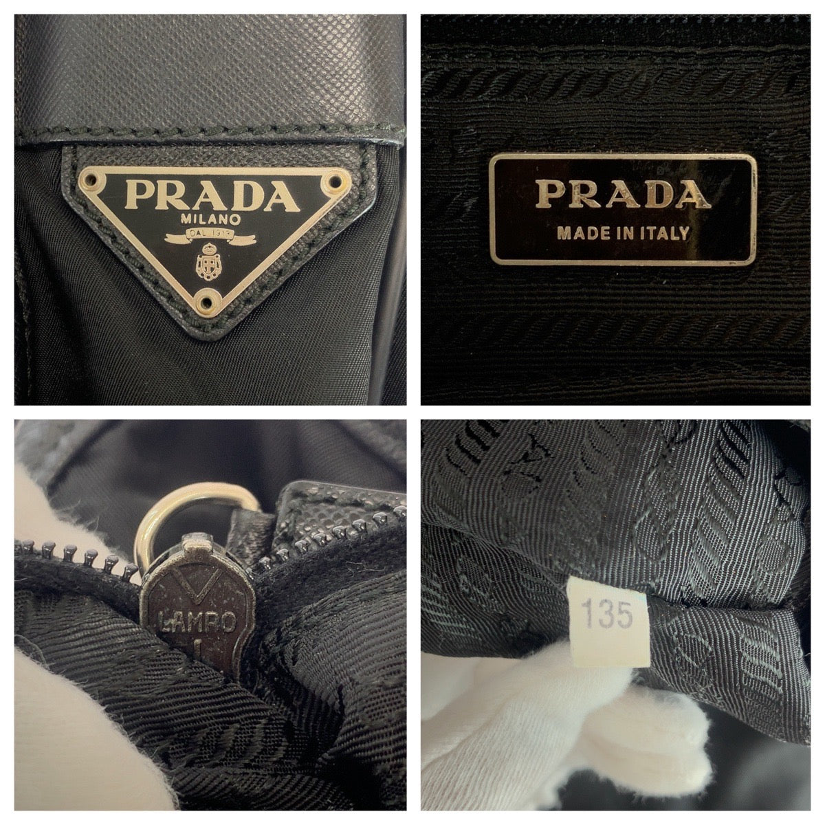 PRADA Shoulder Bag Nylon, Leather Black SilverMetal Shoulder Bag Messenger bag Test Triangle With logo mens Used Authentic