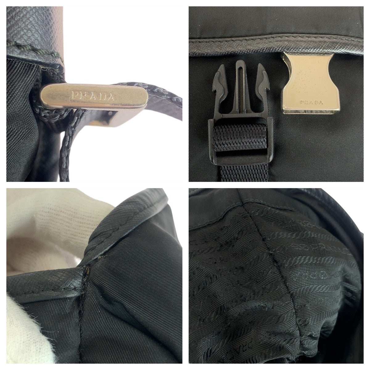 PRADA Shoulder Bag Nylon, Leather Black SilverMetal Shoulder Bag Messenger bag Test Triangle With logo mens Used Authentic