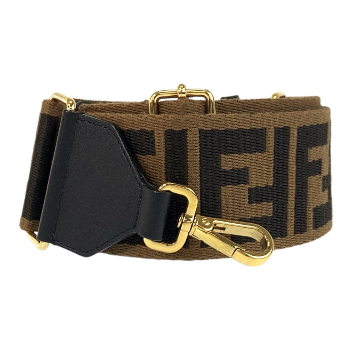 FENDI Shoulder Bag Canvas, Leather Brown Gold Metal Shoulder strap Zucca Women Used Authentic