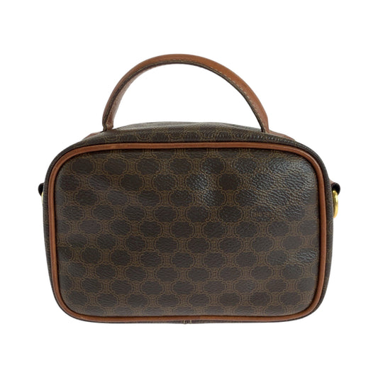 CELINE Shoulder Bag PVC Dark Brown Brown Gold Metal Shoulder Bag Vanity Bag 2way Macadam Women Used Authentic